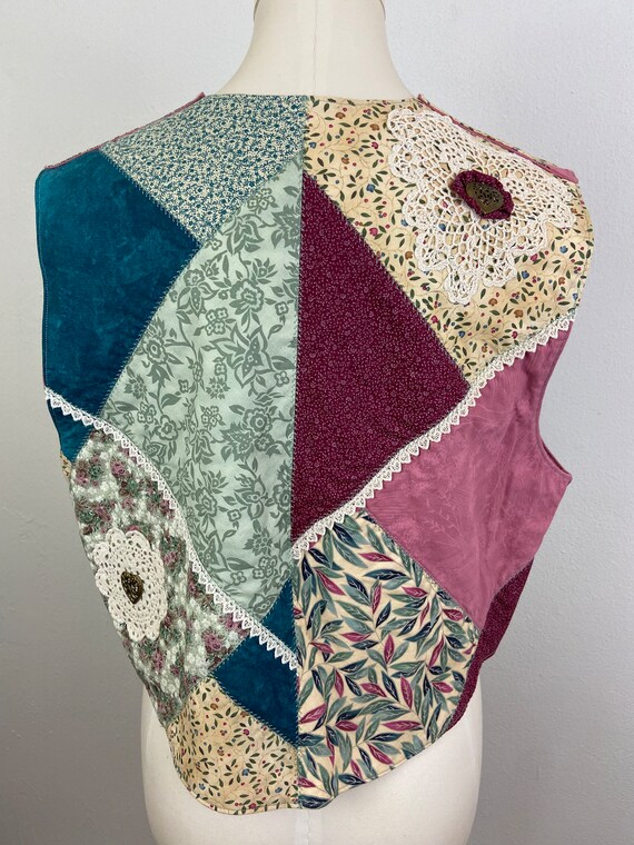 Vintage 80s Patchwork Calico Vest: Shabby Chic La… - image 6