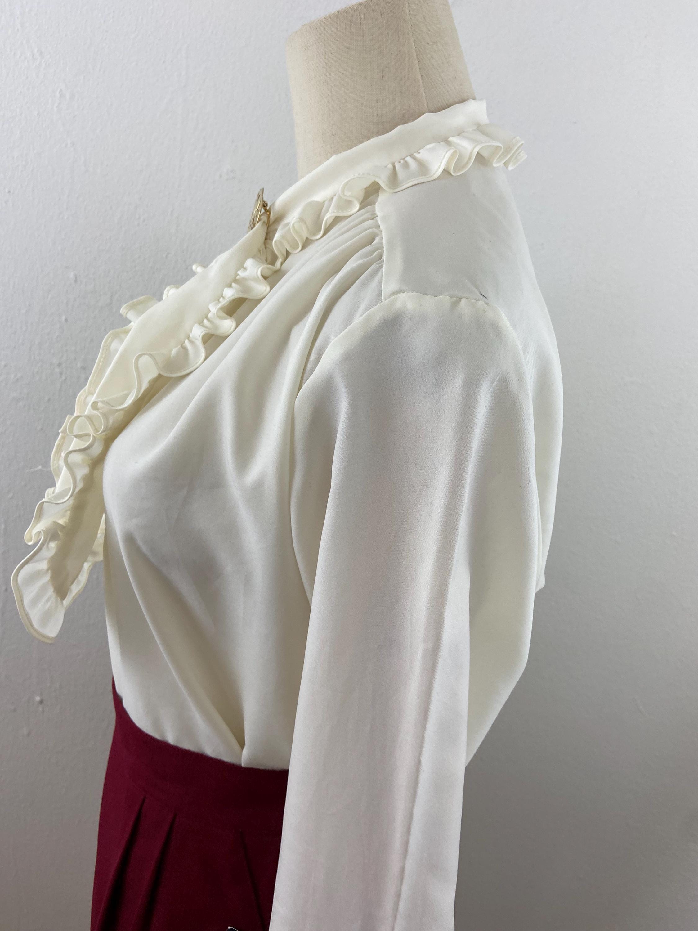 Vintage 70s Ruffle Blouse: Romantic Bohemian Top, Lucky Winner Size 13/ ...