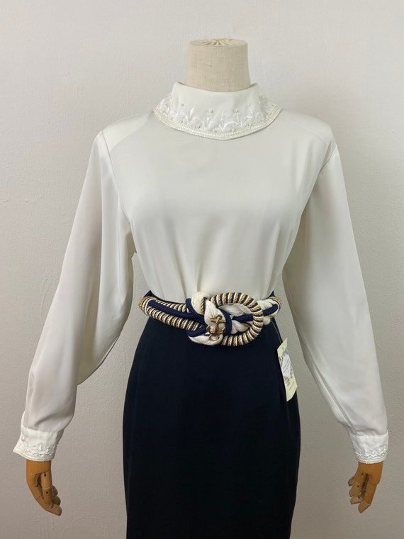 Vintage 80s Ives St. Clair Cream Embroidery Collar