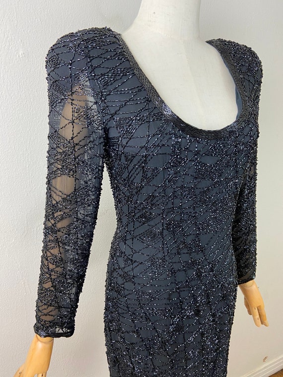 Vintage 80s OLEG CASSINI Embellished Black Cockta… - image 4