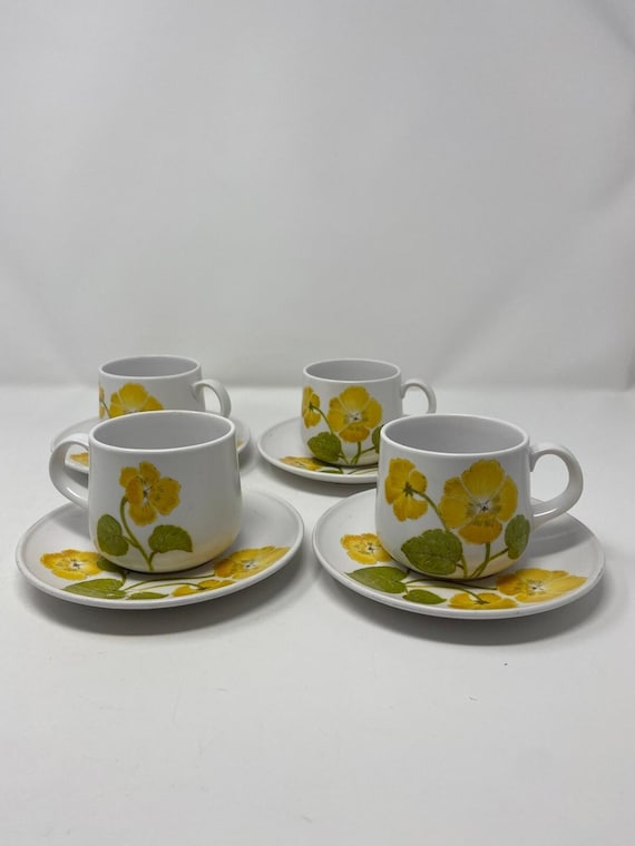 Vintage 1970s Noritake Progression Daisy Flower Stoneware Cup