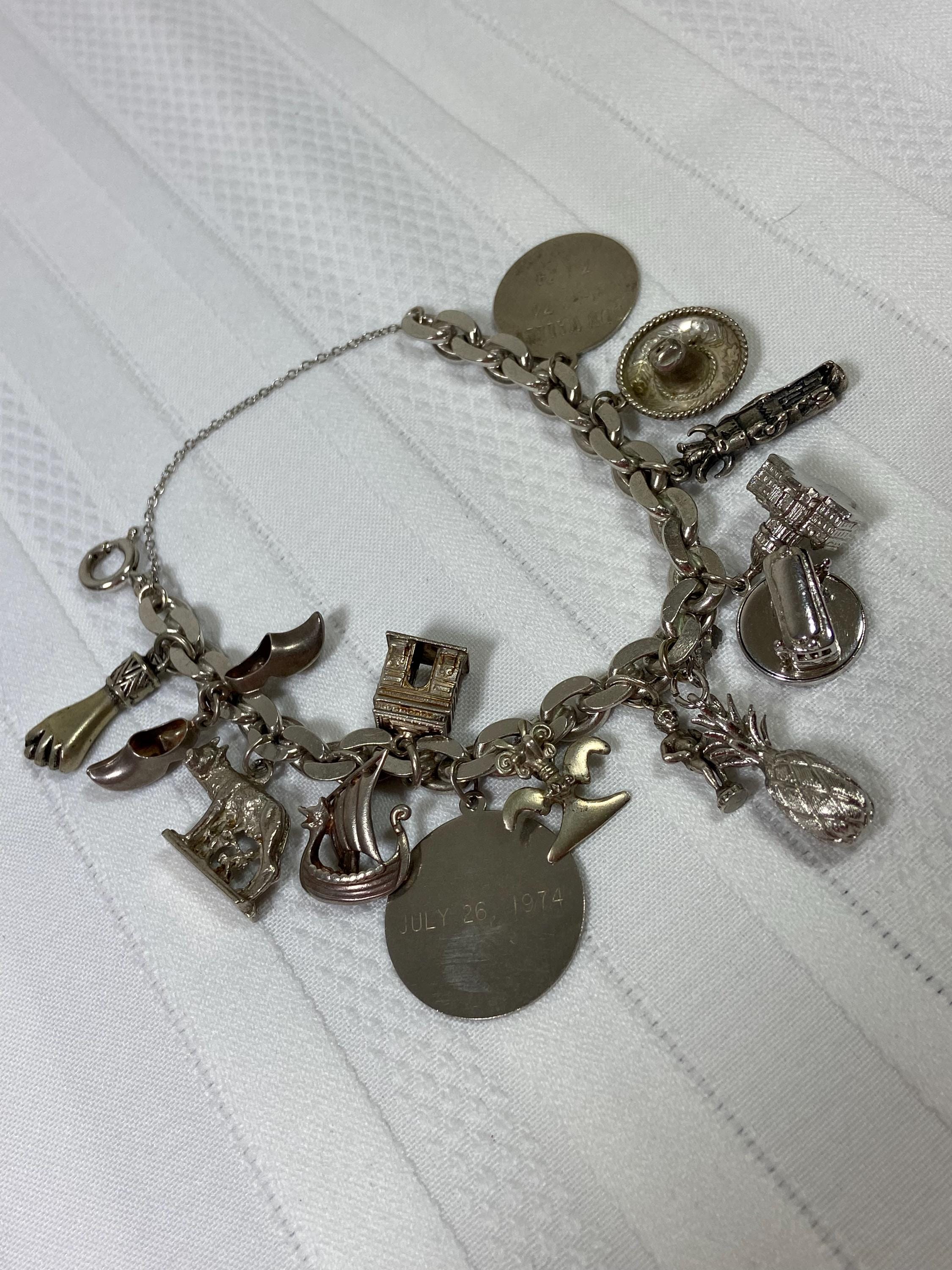 Vintage 70s Sterling Silver Charm Bracelet: European Travel  display picture 2