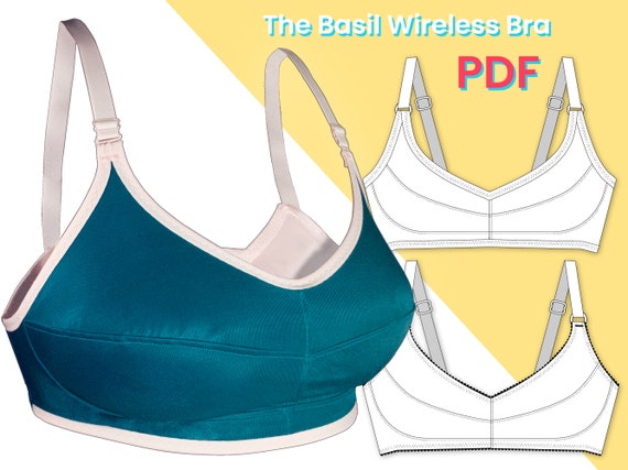 Basil Wireless Bra Sizes 28B-40G Sewing Pattern PDF Bra Making 