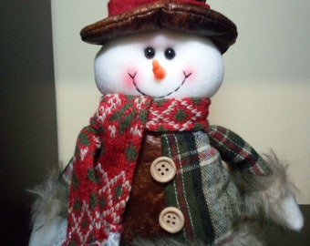 Christmas Snowman| Christmas home decor| Snowman with a leather hat