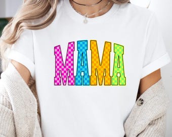Colorful Checkered Mama Shirt | Graphic Print Shirt
