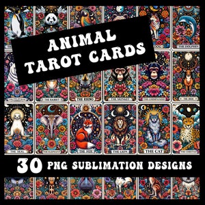 Mais de 30 pacotes de cartões de animais lindos, design de sublimação, arquivos PNG Witchy Vibes, floral, flores, arquivo digital colorido, bruxa da terra
