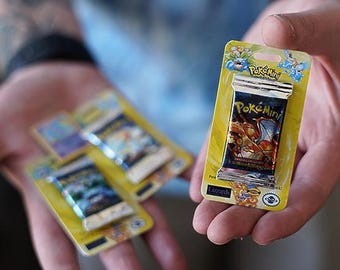 Mini Pokámini card parody replica Booster Packs with Googly Eyes (22mm wide)