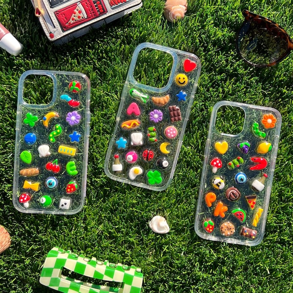 Funda de teléfono personalizada / Funda de teléfono con dije de arcilla polimérica hecha a mano, accesorio único personalizado, arte 3D, colorido, lindo, moderno *LEER DESCRIPCIÓN*