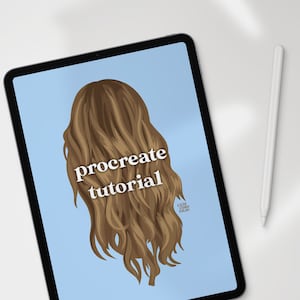 Tutorial de ilustración de arte digital de Procreate, cómo dibujar cabello castaño ondulado, tutorial de arte vectorial, arte digital de dibujos animados, arte de Instagram, boceto