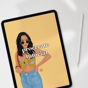 Procreate Digital Art Illustration Portrait Tutorial, Wie zeichne Haare Kleidung Mode Portrait Anfänger iPad Art Instagram Cartoon Artwork