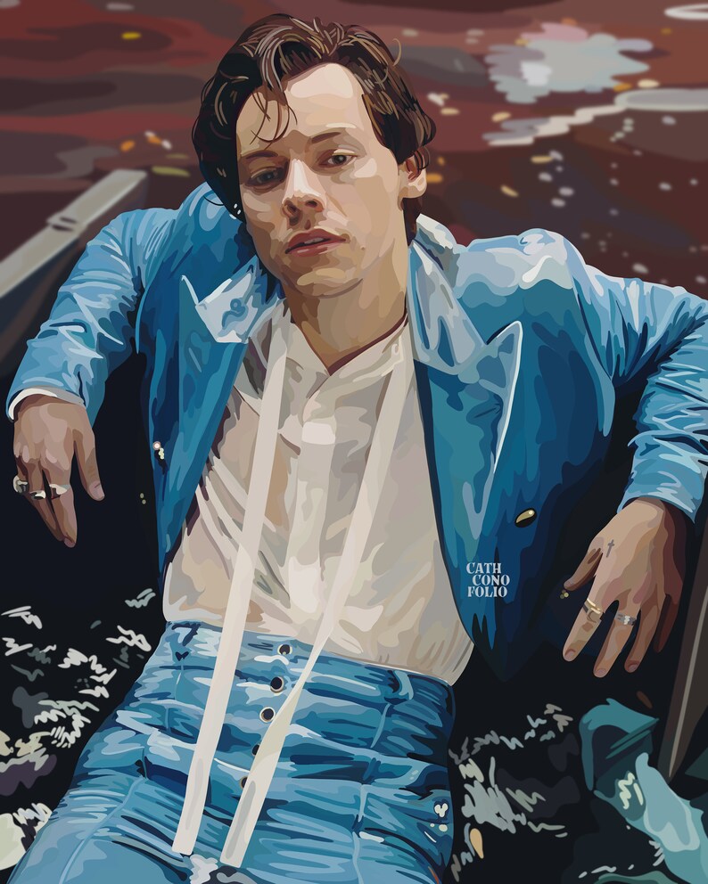 May include: A man wearing a blue jacket, white shirt, and blue jeans. The jacket has a gold button and the shirt has a white tie. The man is sitting in a boat with water in the background. The text "CATH CONO POLIO" is visible in the image.