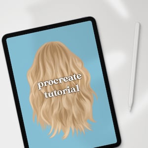 Procreate Digital Art Illustration Hair Tutorial, How to Draw Blonde Hair, Vector Digital Sketch Art Painting Instagram Artwork Design