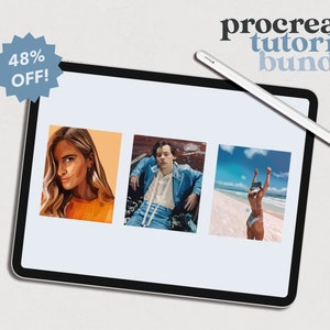 Procreate Digital Illustration Tutorial Bundle, Full Detail Portrait Bundle How to Draw People Portraits Hair Male Female Harry Styles Art