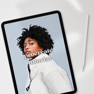 Tutorial de ilustración de arte digital de Procreate, cómo dibujar retratos de rostros, tutorial de cabello, arte vectorial, arte femenino con todos los detalles en Instagram