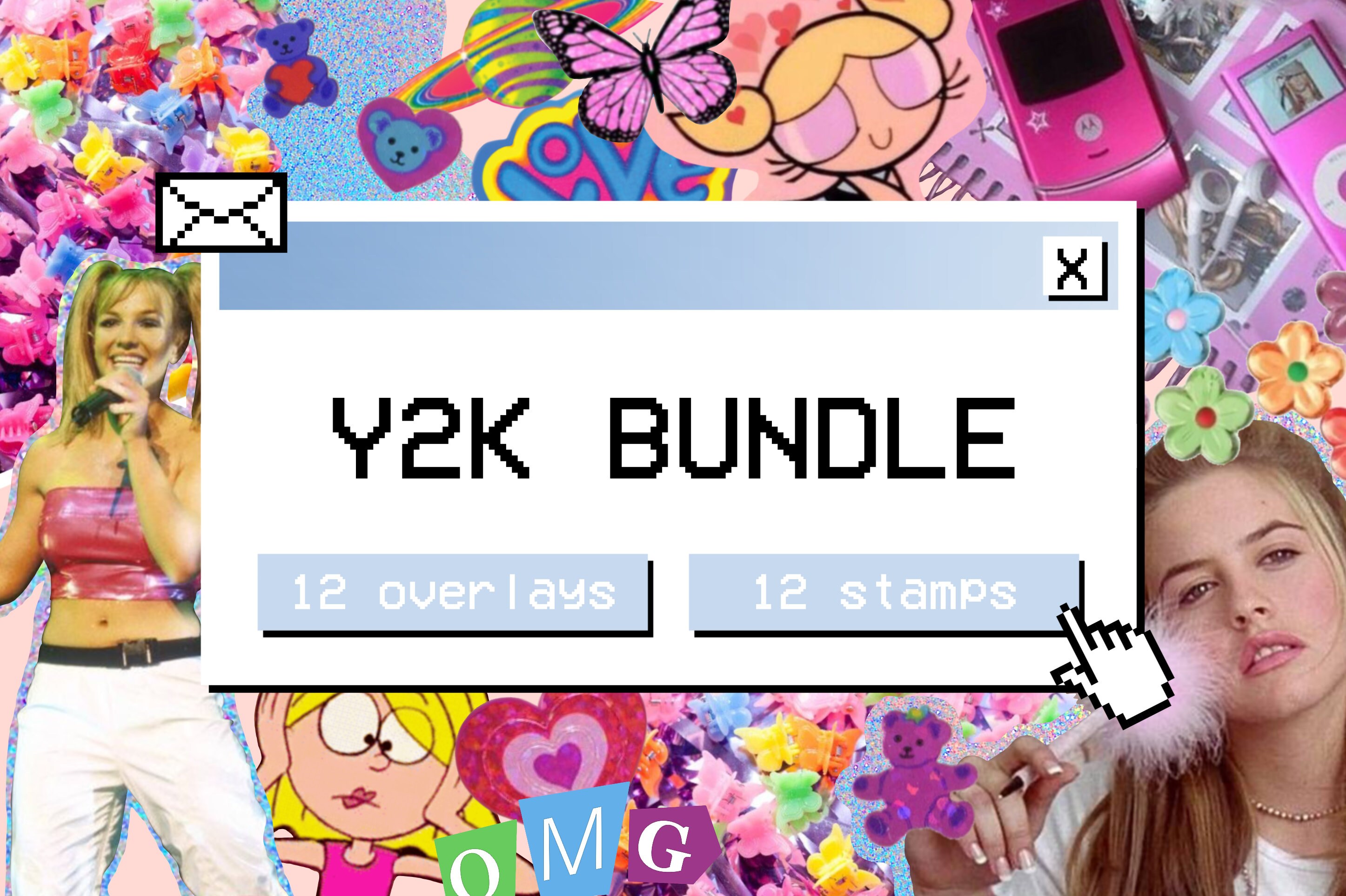 Procreate Y2K Stamp and Overlay Bundle Text Templates 2000s Etsy