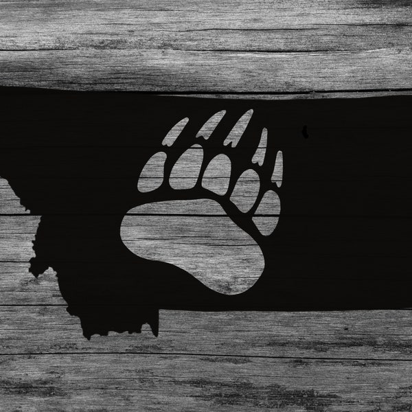 Montana sign with grizzly paw and Bobcat paw SVG, PNG, JPEG, Clipart,  cutting machine Cricut silhouette Brother