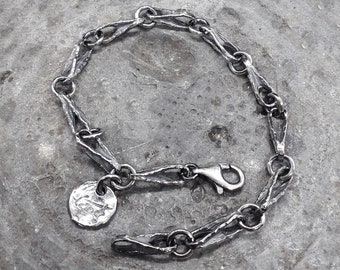 Handmade Burnished Silver Bracelet B05 DISTORTION