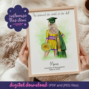 Personalised Cheerleader Graduation Print, Printable Graduation Gift, Cheer Captain Gift, College Grad, Cheerleader Gift, Class Of 2025