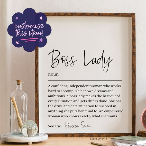 Boss Lady Print, Girl Boss Office Decor, Business Owner Gift, Small Business Supplies, New Business Gift, Business Sign, Business Owner