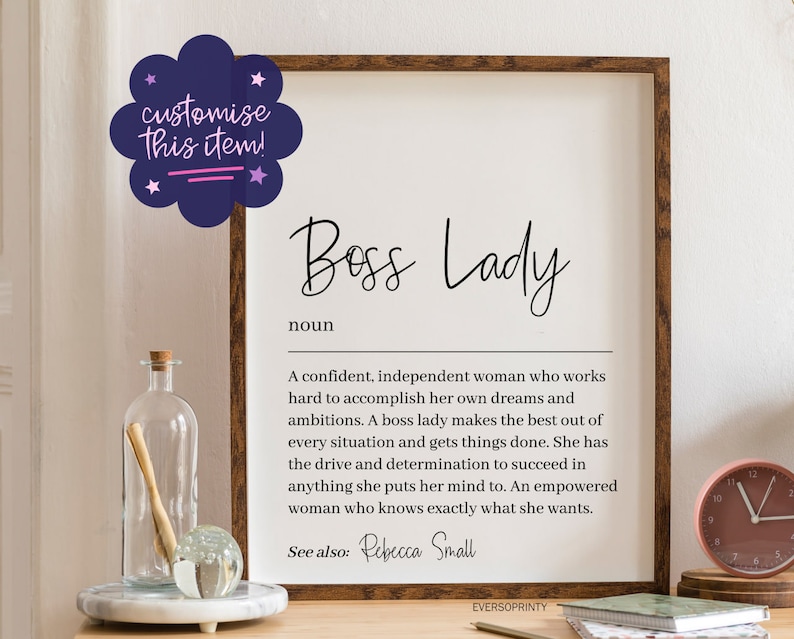 Boss Lady Print, Girl Boss Office Decor, Business Owner Gift, Small Business Supplies, New Business Gift, Business Sign, Business Owner image 1