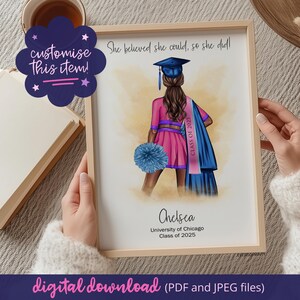 Personalised Cheerleader Graduation Print, Printable Graduation Gift, Gift For Cheer Captain, College Grad, Cheerleader Gift, Class Of 2025