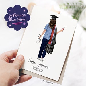 Carte de remise de diplôme personnalisée, Carte d'infirmière, Diplôme universitaire, Cadeau pour étudiant en médecine, Cadeau de remise de diplôme universitaire, Promotion 2024, Cadeau pour diplômé