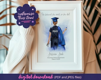 Gepersonaliseerde politie afstudeercadeau, politieacademie afstuderen, klas van 2025, politieschool, cadeau voor politieagent, politie cadeau