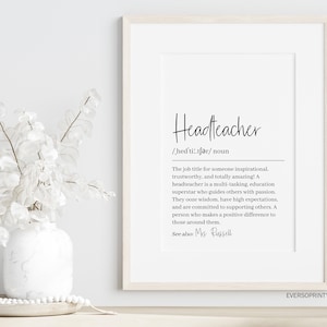 Personalised Headteacher Gift, Headteacher Definition Print, Teacher End Of Year Gift, Teacher Leaving Gift, Thank You Teacher, Headmistress