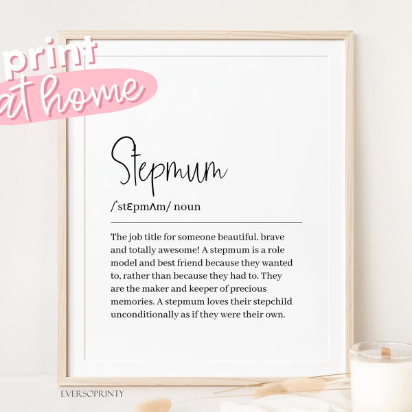 Stepmum Definition Print, Stepmum Birthday Gift From Kids, Stepmum Christmas Gift, Gift For Stepmum From Daughter, Mothers Day Gift For Her