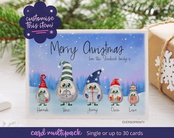 Christmas Card Personalised Family, White Yeti Card, Pack of Christmas Cards, Family Christmas Card, Cards For Family, Xmas Card Pack