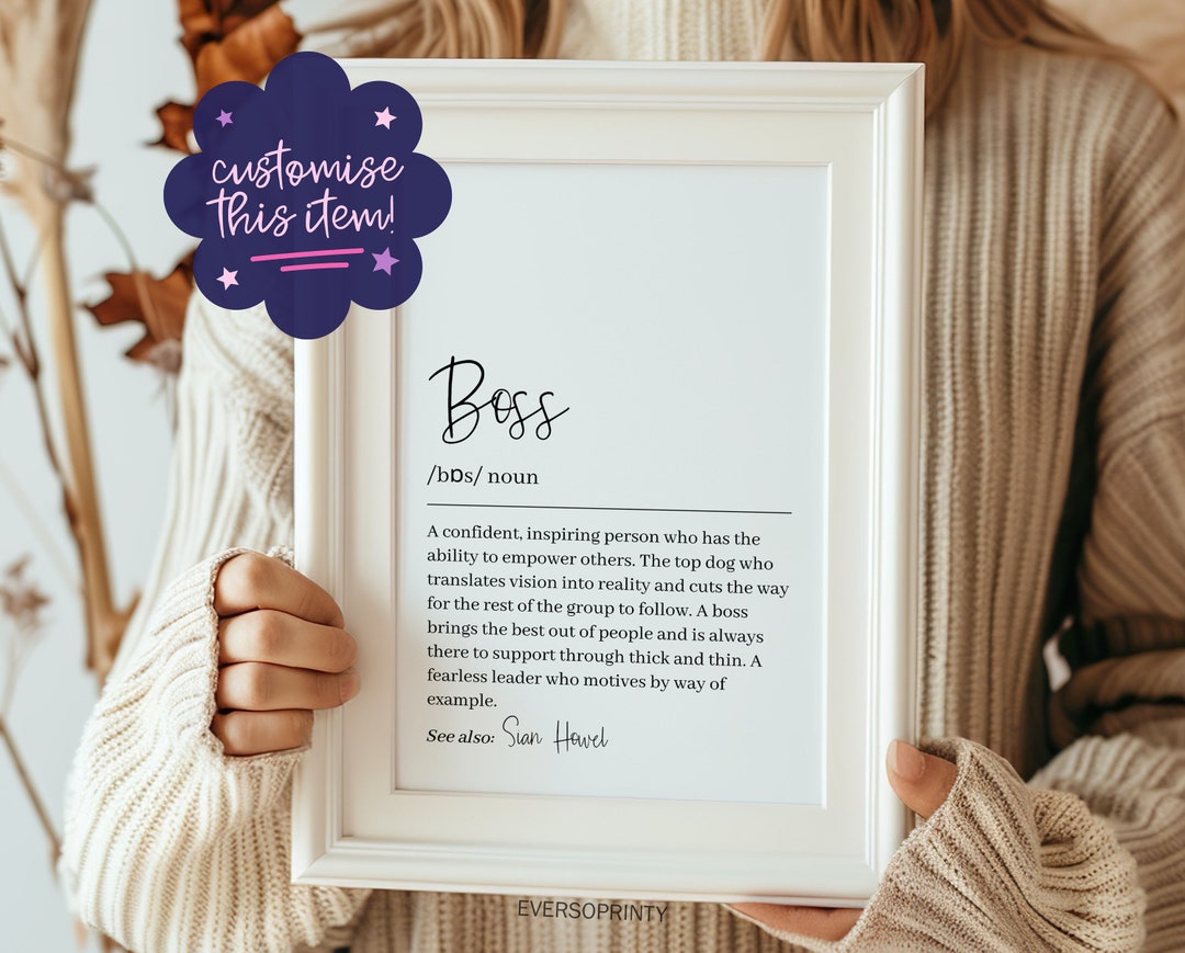 Bossy Def Boss Definition Print, Girl Boss Office Decor, Business Owner Gift, New ...