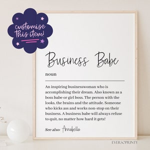 Business Babe, Gift For New Business, Business Poster, Small Business Owner, Business Supplies, Office Decor, Business Owner Gift, Boss Gift