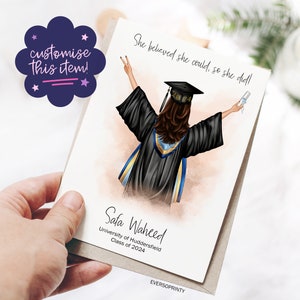 Personalised Graduation Card, University Graduation Gift, Class Of 2024, Congratulation Card For Her, Card For Graduation, Custom Graduation