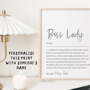 Boss Lady Print, Girl Boss Office Decor, Business Owner Gift, Small Business Supplies, New Business Gift, Business Sign, Business Owner Name - Personalised