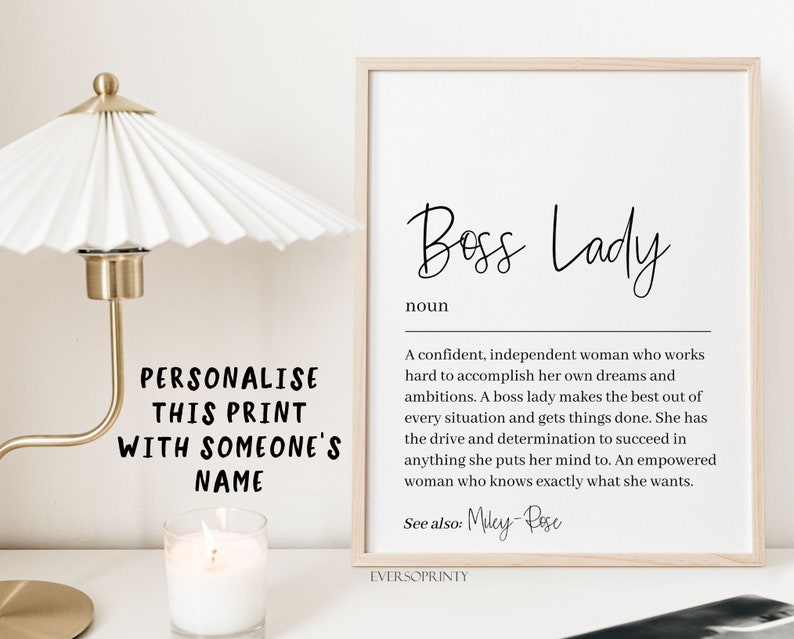 Boss Lady Print, Girl Boss Office Decor, Business Owner Gift, Small Business Supplies, New Business Gift, Business Sign, Business Owner Name - Personalised