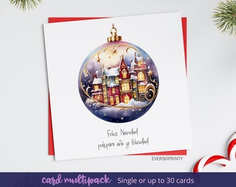 Feliz Navidad, Bauble Christmas Card, Christmas Card For Friend, Christmas Card Pack, Cards For Family, Xmas Card Pack, Christmas Lyrics