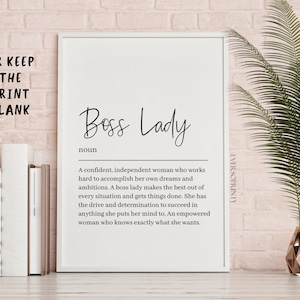 Boss Lady Print, Girl Boss Office Decor, Business Owner Gift, Small Business Supplies, New Business Gift, Business Sign, Business Owner No Name - Blank