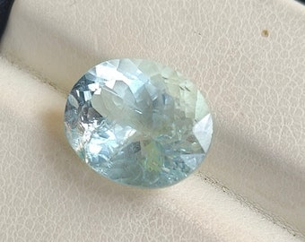 Natural Aquamarine Best Quality Faceted Cut Loose Gemstone, Oval Shape Ring Size Stone, Jewelry/Pendant Gemstone