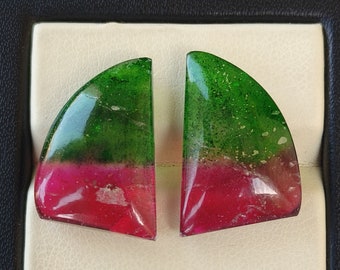 Tourmaline Doublet Watermelon Bi-Color Pair Loose Gemstone, Tourmaline Fancy Cut Stone, For Making Pendant/Earrings Etc.