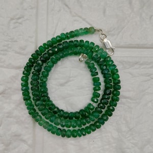 Collar de cuentas facetadas de esmeralda natural / Pulsera de esmeralda de Zambia / Joyería genuina / Hecha a mano / Collar y pulsera de esmeralda para regalo