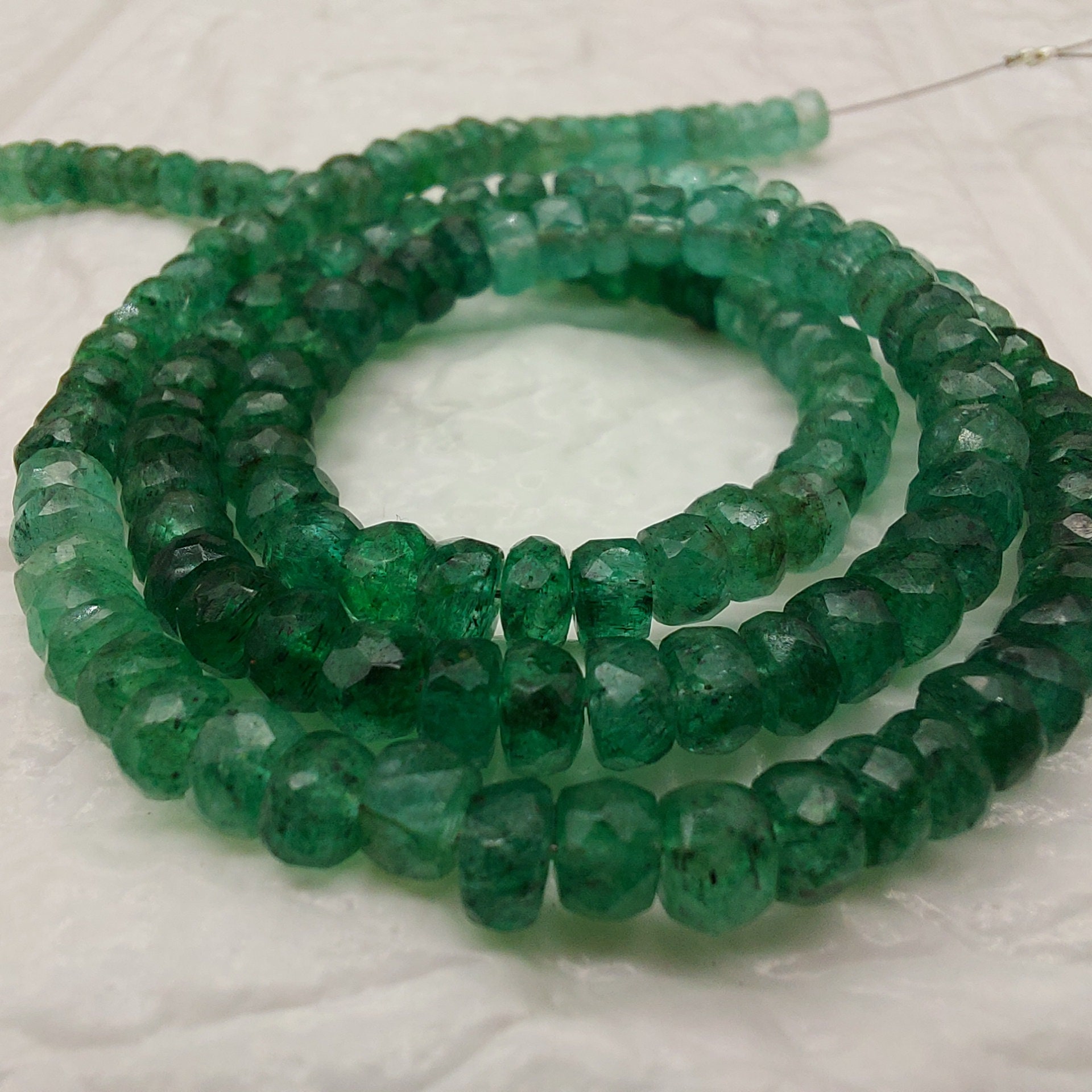 Natural Emerald Beads 16 Inch 43 Ct. Size Green Emerald 4.3 MM Etsy