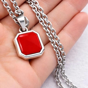 Natural Red Coral Pendant Necklace | Moonga Stone 925 Sterling Silver Jewelry | Healing Astrology Gemstone