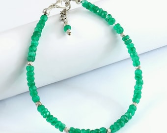 Natural Emerald Beads Bracelet, Faceted Micro Cut Roundel Beads, For Girls and Women Bracelet, For Gift Item Unisex Bracelet