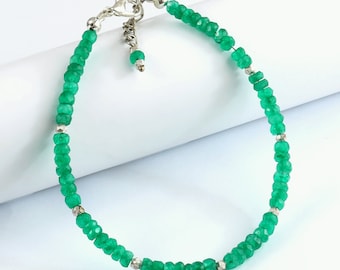 Natural Emerald Beaded Bracelet | Faceted Roundel Beads Bracelet | Genuine Emerald Beads Bracelet | Real Emerald | May Birthstone | Necklace