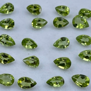 Green Peridot Faceted Pear Shape Cut Loose Gemstone Top Quality Gemstone for Making Jewelry