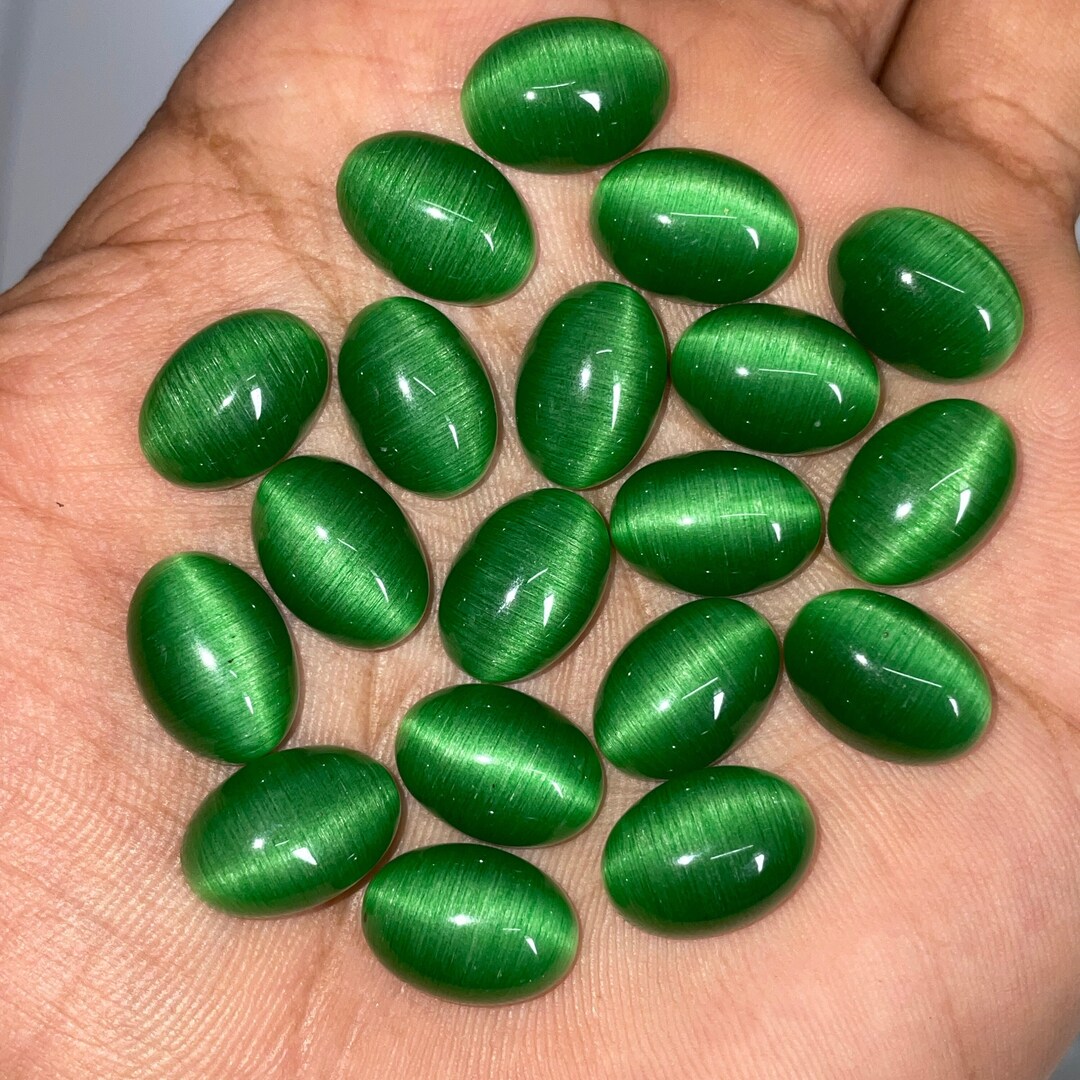 Cats Eye Loose Gemstone Oval Green Cats Eye Cabochon Monalisa Cats Eye Cats Eye Loose Gemstone Oval Green Cats Eye Cabochon Monalisa Cats Eye