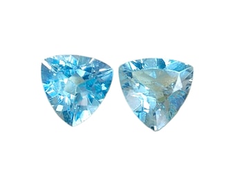 Natural Genuine Faceted Sky Blue Topaz Pair Excellent Cutting Shape Trillion Gemstone, Pair Earrings Stone 9.20 Ct