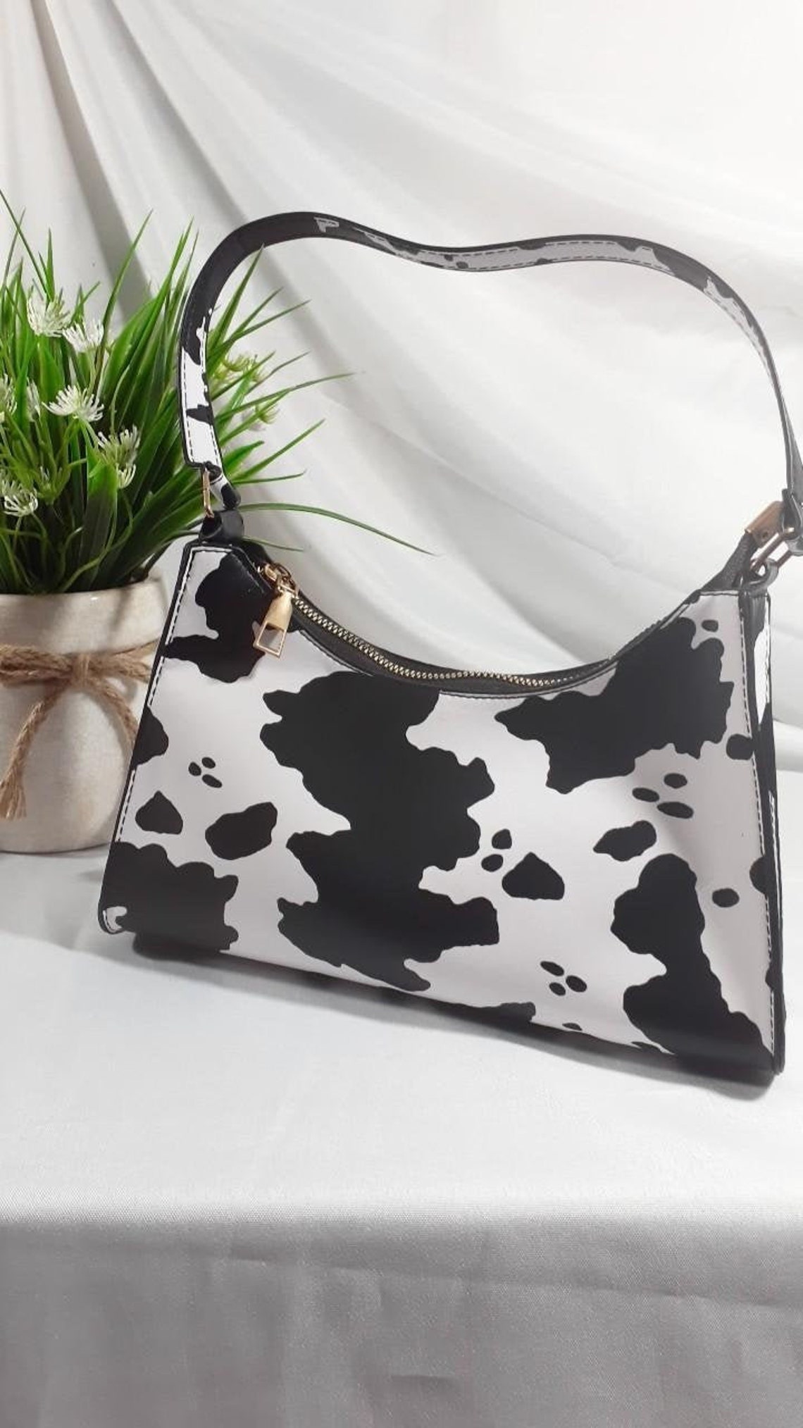 Cow Print Handbag | Etsy