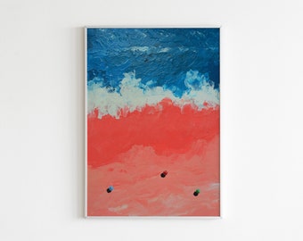 Pink Beach | Giclée Fine Art Print | Modern Abstract Wall Artwork Room Decor | 5x7"/A4/A3/A2