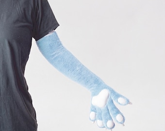 Fursuit Convention Handpaws, Halloween Furry Gloves with Claws, Long Arm Paws for Anthrocon, Cosplay Prop Paws, Canine Feline Fursuit Gloves